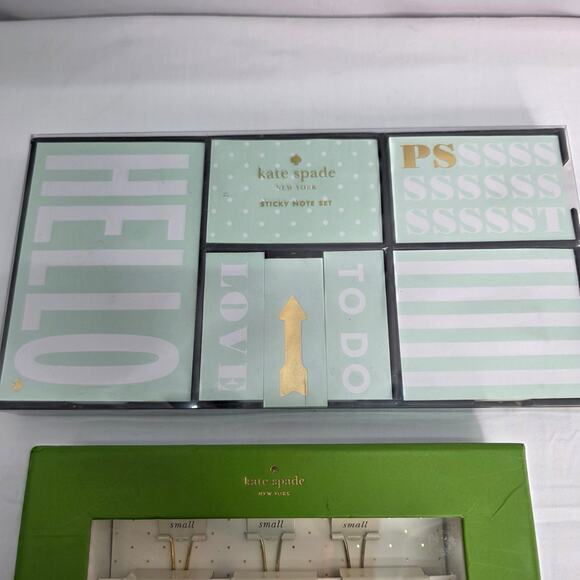 Kate Spade  Different size Binder Clips &  Assortment of  Sticky Note Set New - Picture 3 of 7